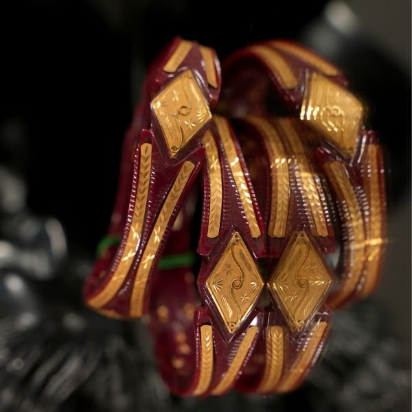22KT Gold Classy Maroon Pola Bangle